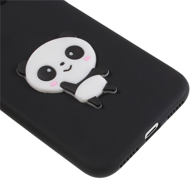 3D Pattern Soft TPU Back Casing for iPhone X - Black Background Panda-5