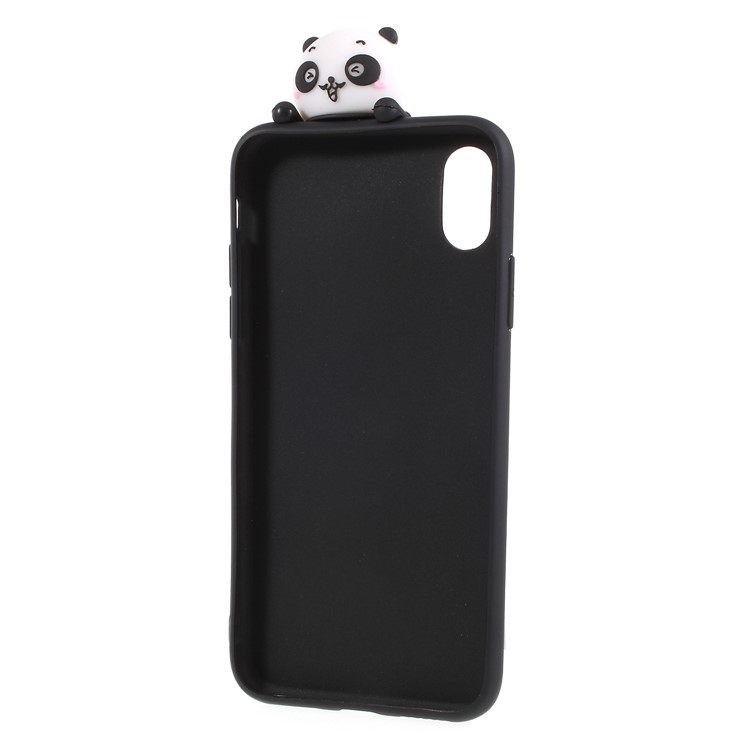 3D Pattern Soft TPU Back Casing for iPhone X - Black Background Panda-6