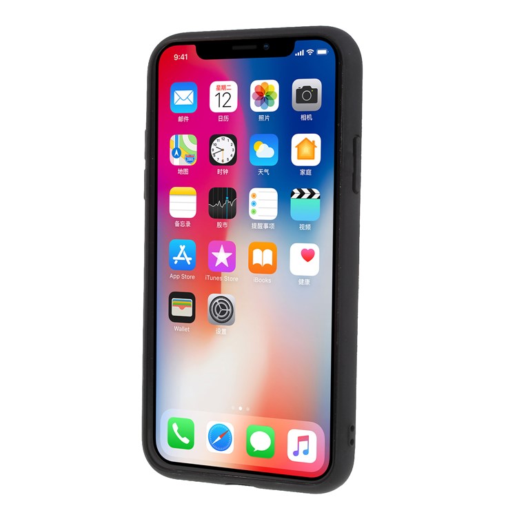 Embossment Pattern Flexible TPU Phone Case with Ring Holder Kickstand for iPhone X - Feather-2