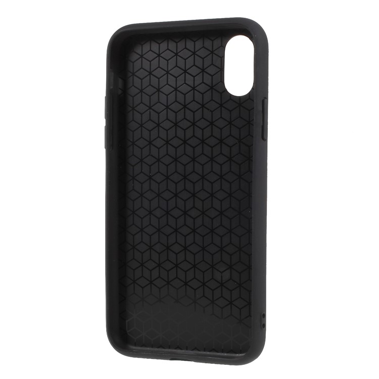 Embossment Pattern Flexible TPU Phone Case with Ring Holder Kickstand for iPhone X - Feather-9