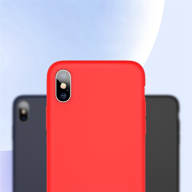 USAMS Sanze Series 0.8mm Liquid Silicone PC Hybrid Back Case for iPhone X - Black-2
