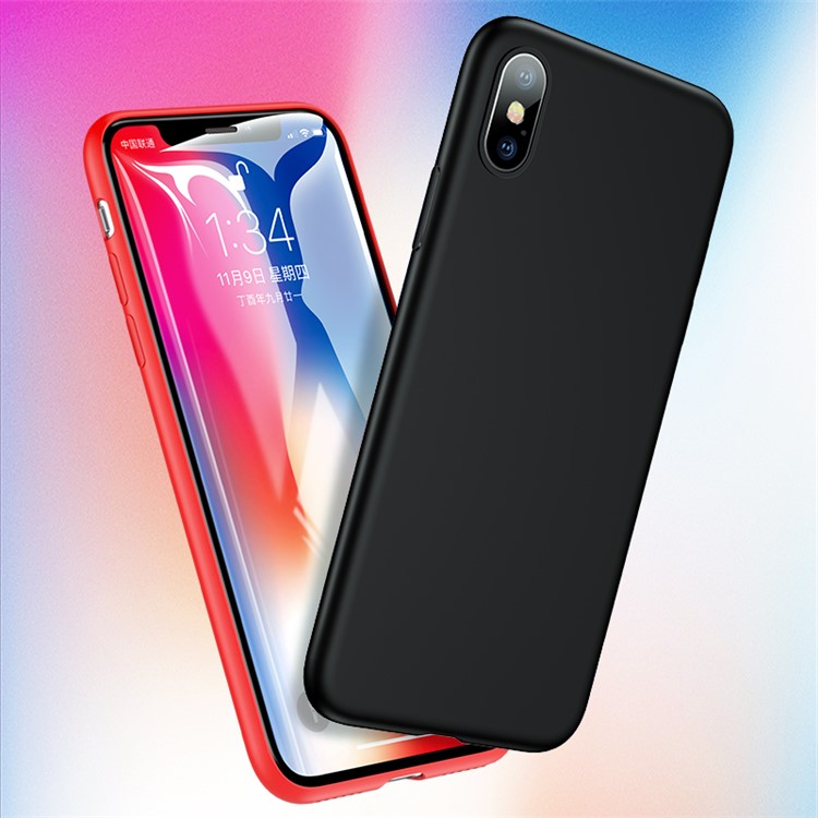 USAMS Sanze Series 0.8mm Liquid Silicone PC Hybrid Back Case for iPhone X - Black-3