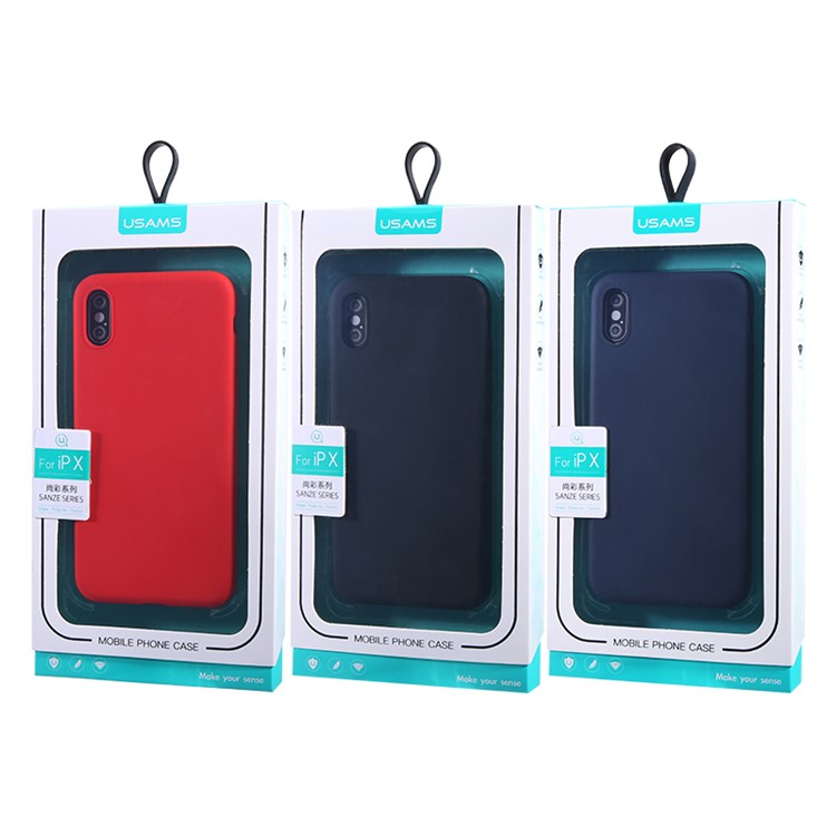 USAMS Sanze Series 0.8mm Liquid Silicone PC Hybrid Back Case for iPhone X - Black-7