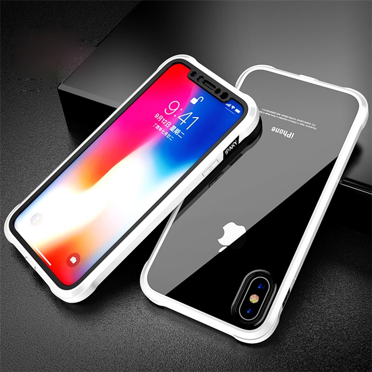 

IPAKY Hybrid TPU Frame + PC+ Clear Acrylic Phone Cover for iPhone X - White