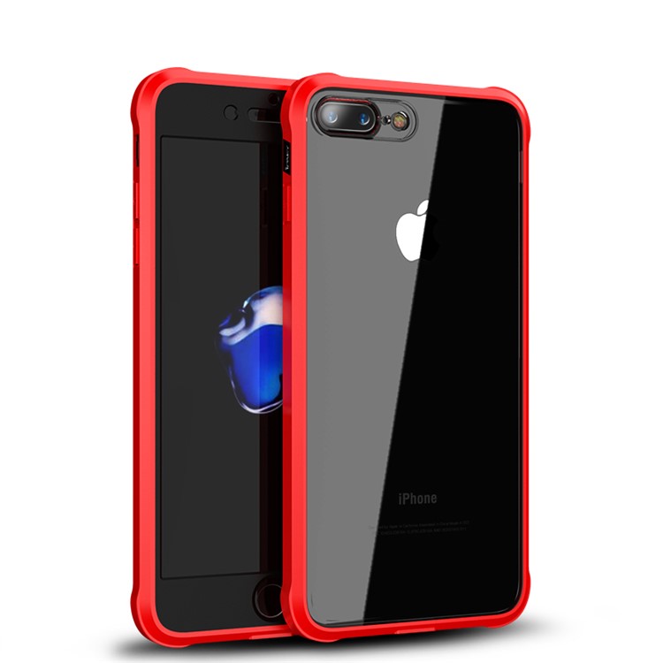 

IPAKY Hybrid TPU Frame + PC + Clear Acrylic Phone Shell for iPhone 8 Plus/7 Plus 5.5 inch - Red