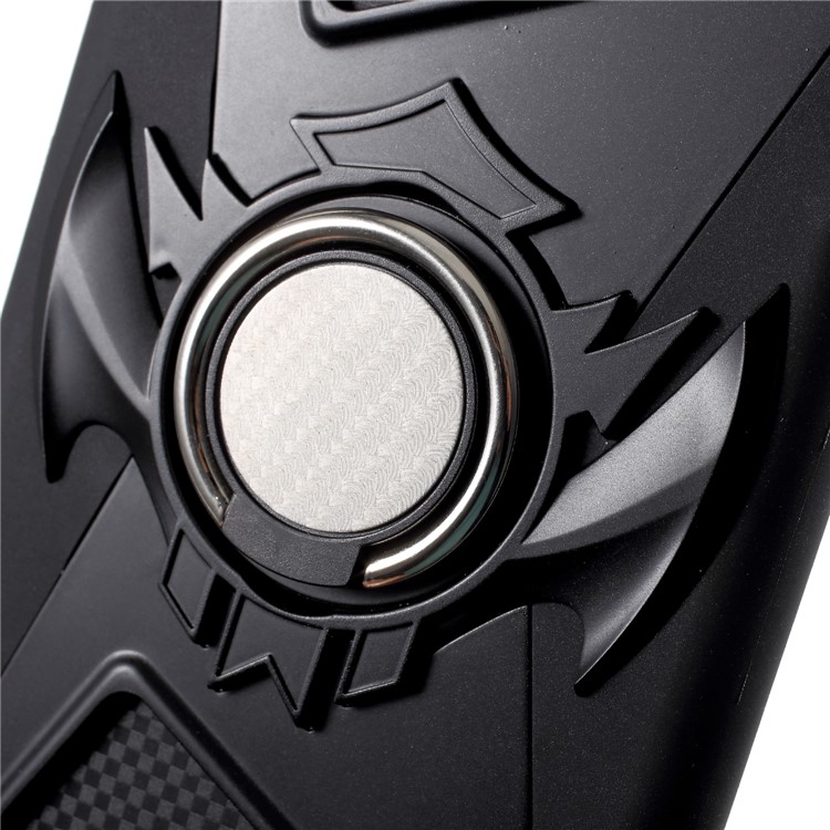 TPU + PC Hybrid Game Joysticks Case with Finger Ring Kickstand for iPhone X - Black-10