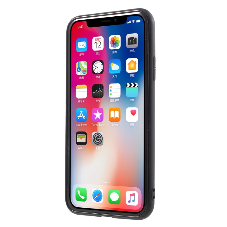 TPU + PC Hybrid Game Joysticks Case with Finger Ring Kickstand for iPhone X - Black-2
