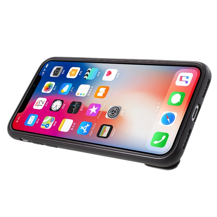 TPU + PC Hybrid Game Joysticks Case with Finger Ring Kickstand for iPhone X - Black-4
