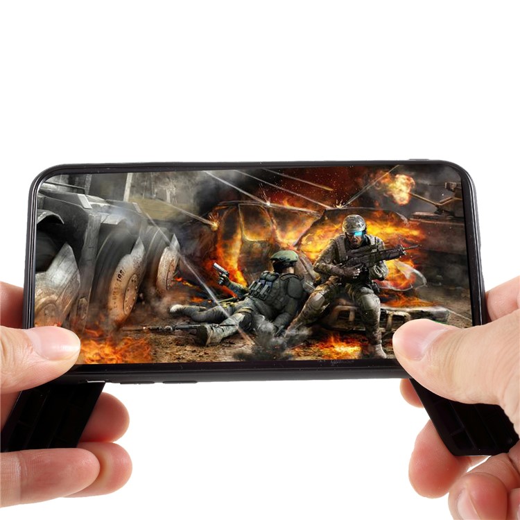 TPU + PC Hybrid Game Joysticks Case with Finger Ring Kickstand for iPhone X - Black-7