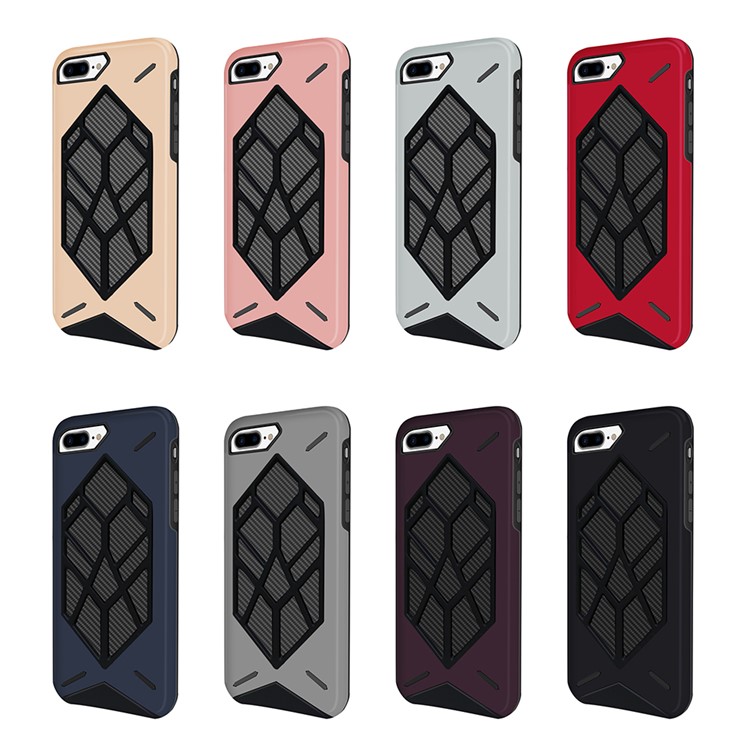 Cool Geometric Figure PC + Silicone 2-piece Shockproof Hybrid Case for iPhone 8 plus/7 Plus/6s Plus/6 Plus - Black-9