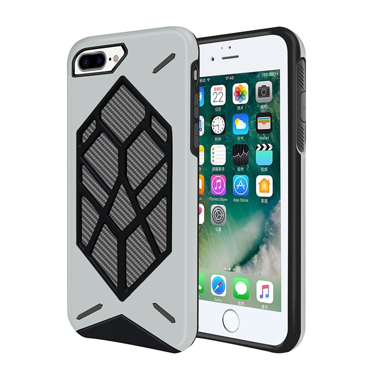 

Cool Geometric Figure PC + TPU 2-piece Shockproof Hybrid Cover for iPhone 8 plus/7 Plus/6s Plus/6 Plus - Silver