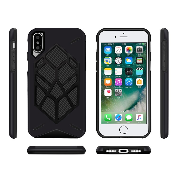 Cool Geometric Figure PC + Silicone 2-piece Shockproof Hybrid Case for iPhone X (Ten) - Black-2