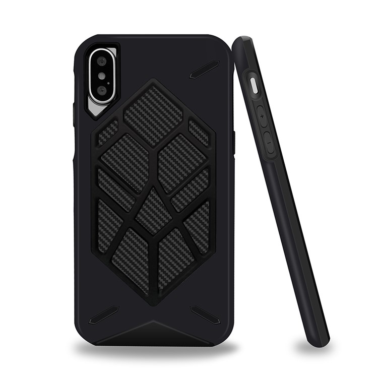 Cool Geometric Figure PC + Silicone 2-piece Shockproof Hybrid Case for iPhone X (Ten) - Black-3