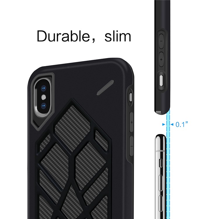 Cool Geometric Figure PC + Silicone 2-piece Shockproof Hybrid Case for iPhone X (Ten) - Black-4