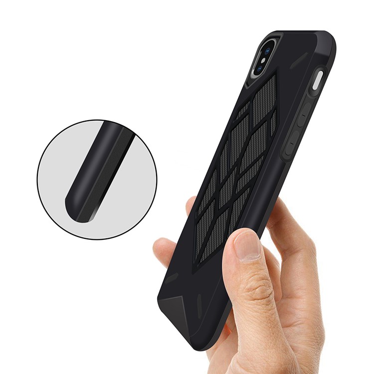 Cool Geometric Figure PC + Silicone 2-piece Shockproof Hybrid Case for iPhone X (Ten) - Black-5