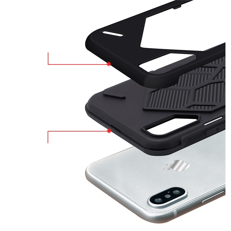 Cool Geometric Figure PC + Silicone 2-piece Shockproof Hybrid Case for iPhone X (Ten) - Black-6