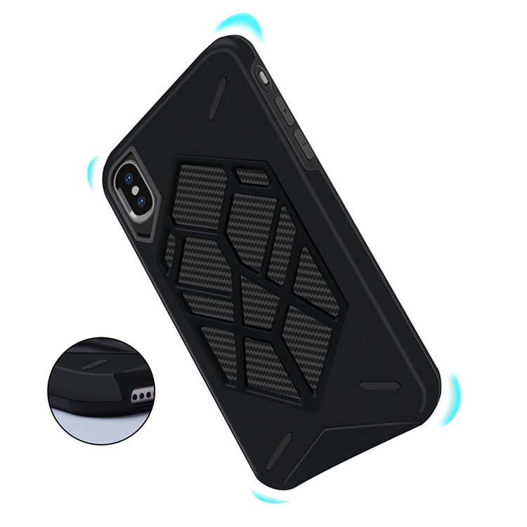 Cool Geometric Figure PC + Silicone 2-piece Shockproof Hybrid Case for iPhone X (Ten) - Black-7