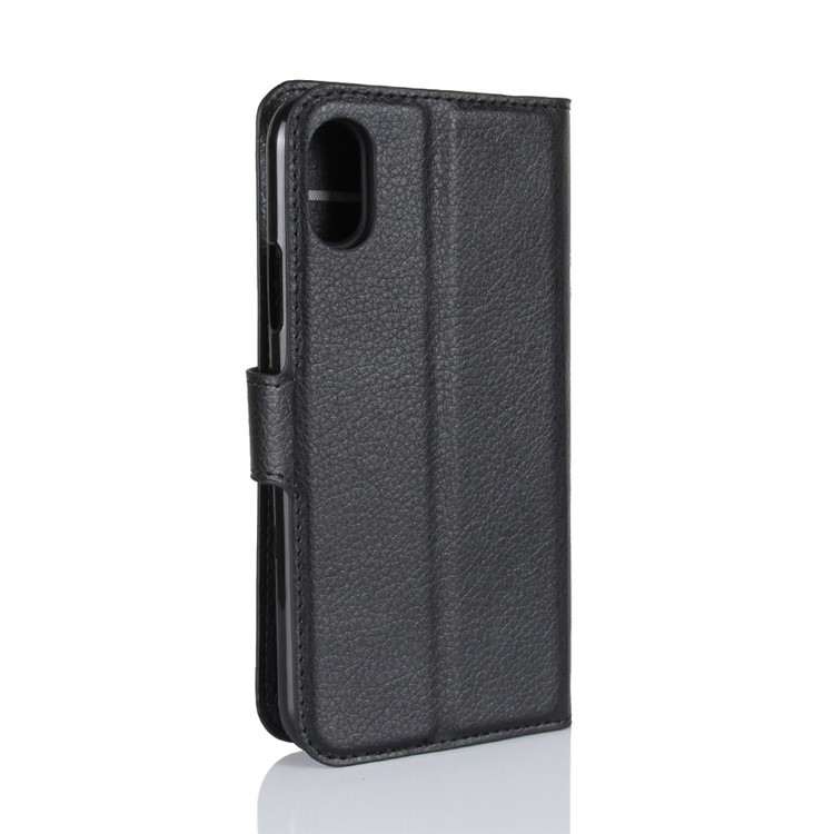 100Pcs/Set Litchi Grain Wallet Stand Leather Case for iPhone X(Ten) - Black-6