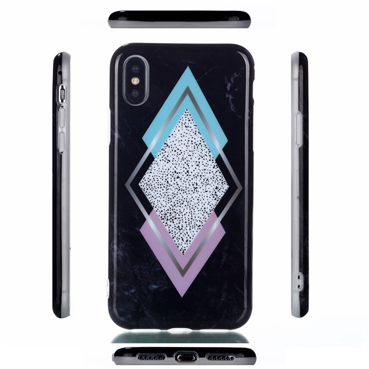 Stylish Marble Pattern IMD TPU Phone Case for iPhone X - Rhombus Marble-2