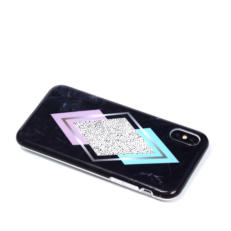 Stylish Marble Pattern IMD TPU Phone Case for iPhone X - Rhombus Marble-4