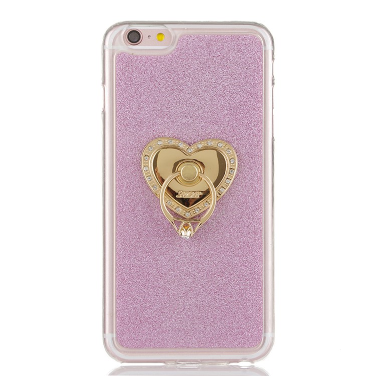 

For iPhone 6 6s Glittery Powder Gel Case with Metal Ring Kickstand - Pink, iPhone 6s