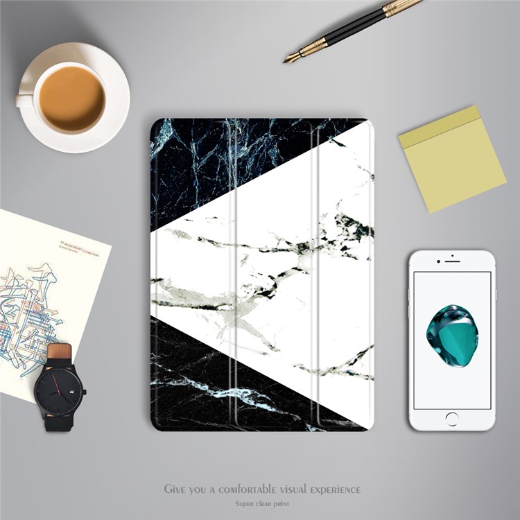 Marble Pattern Tri-fold Stand PU Leather Smart Case for iPad Pro 10.5-inch (2017) - Blue-2