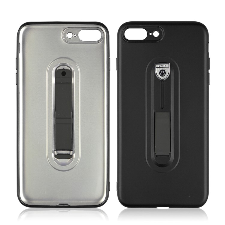 Matte TPU Shell Case with Sliding Kickstand for iPhone 8 Plus / 7 Plus - Black-2