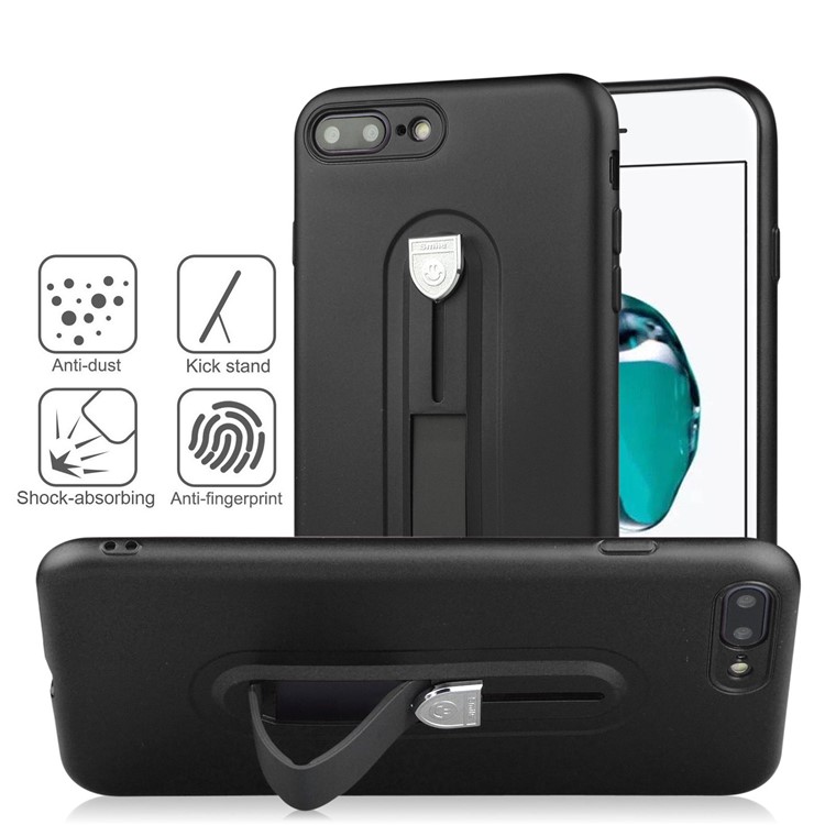 Matte TPU Shell Case with Sliding Kickstand for iPhone 8 Plus / 7 Plus - Black-4