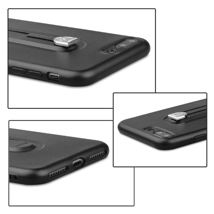 Matte TPU Shell Case with Sliding Kickstand for iPhone 8 Plus / 7 Plus - Black-6