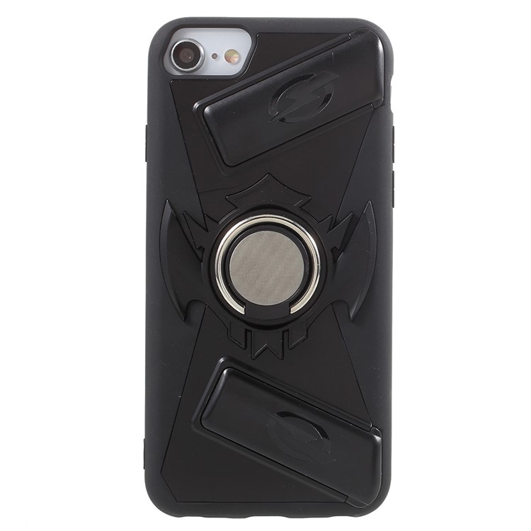 TPU + PC Hybrid Game Joysticks Case with Finger Ring Kickstand for iPhone 8/7/6s/6 - Black-2