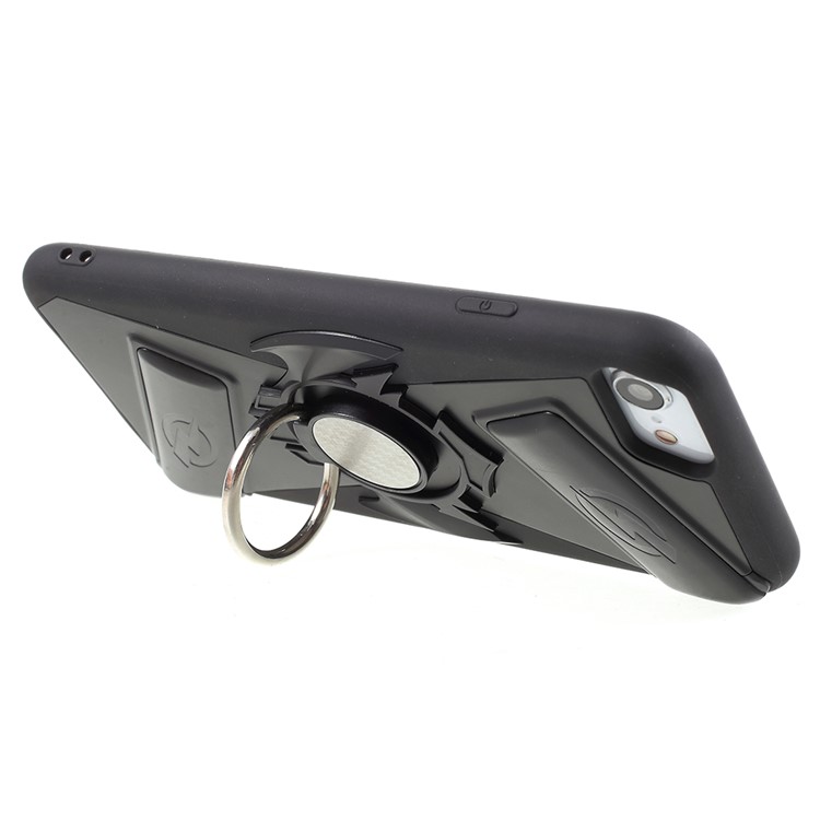 TPU + PC Hybrid Game Joysticks Case with Finger Ring Kickstand for iPhone 8/7/6s/6 - Black-5
