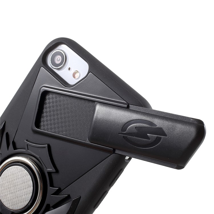TPU + PC Hybrid Game Joysticks Case with Finger Ring Kickstand for iPhone 8/7/6s/6 - Black-9