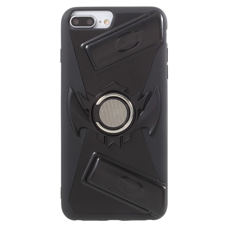 TPU + PC Hybrid Game Joysticks Case with Finger Ring Kickstand for iPhone 8 Plus/7 Plus/6s Plus/6 Plus - Black-2