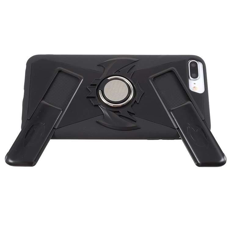 TPU + PC Hybrid Game Joysticks Case with Finger Ring Kickstand for iPhone 8 Plus/7 Plus/6s Plus/6 Plus - Black-7