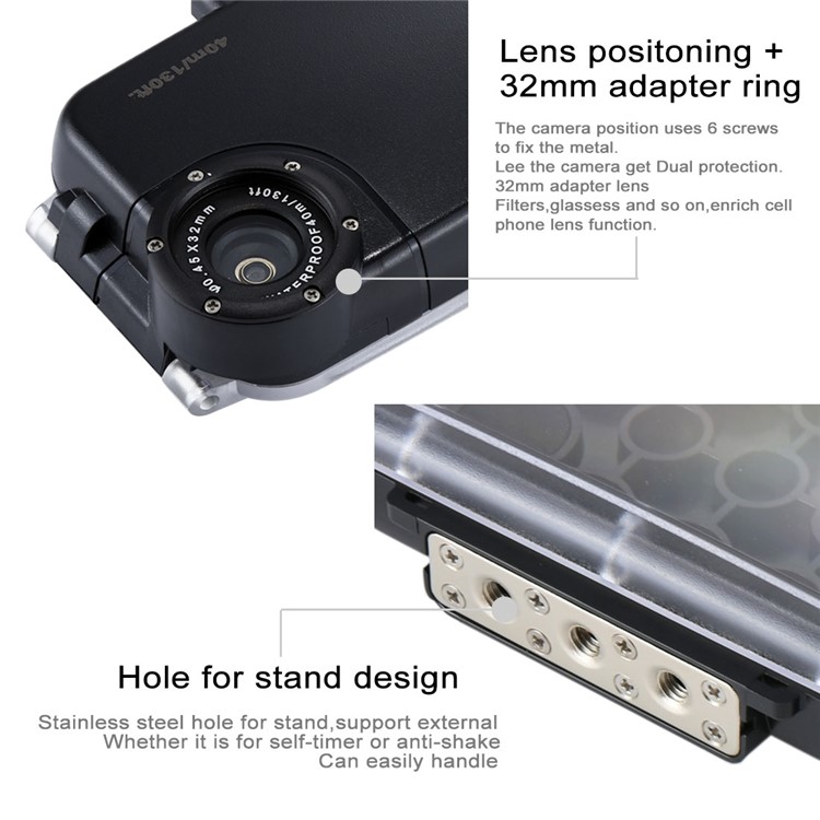 HAWEEL HWL2500B 40M Waterproof Snow/Shock/Dirt Proof Case with Camera Lens for iPhone 6s Plus / 6 Plus - Black-4