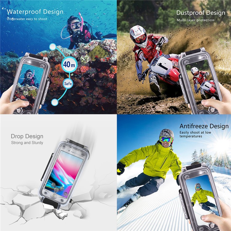 HAWEEL HWL2502 40M Waterproof Snow/Shock/Dirt Proof Shell Case with Camera Lens for iPhone 8/7 - Black-11