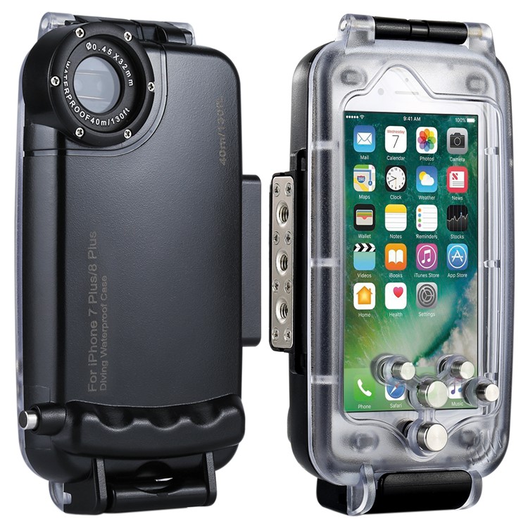 HAWEEL HWL2503 40M Waterproof Snow/Shock/Dirt Proof Shell Case with Camera Lens for iPhone 8 Plus / 7 Plus - Black-2
