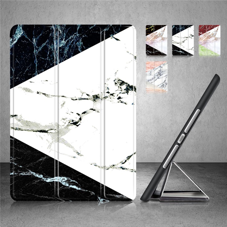 Marble Pattern Tri-fold Stand PU Leather Smart Case for iPad Air - Blue-1