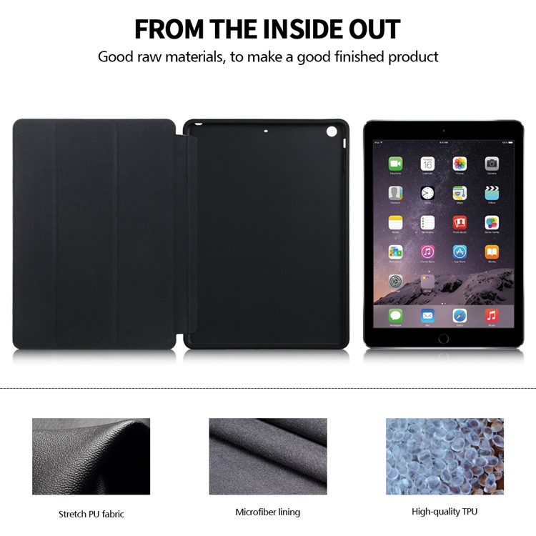 Marble Pattern Tri-fold Stand PU Leather Smart Case for iPad Air - Blue-4