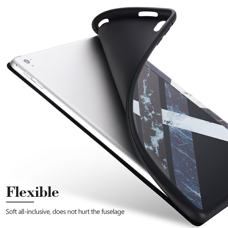 Marble Pattern Tri-fold Stand Smart Leather Case for iPad Air 2 - Blue-6