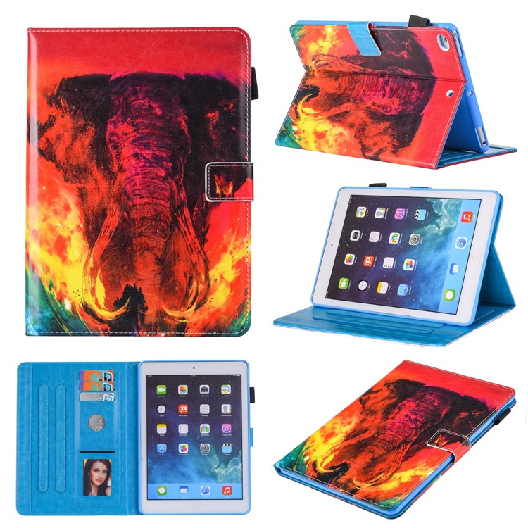

Patterned Leather Stand Smart Cover for iPad 9.7-inch (2018)/9.7-inch (2017)/Air 2/Air - Elephant Putting out Fire, iPad 9.7 (2018)