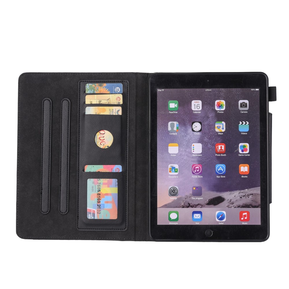 Crazy Horse Leder Brieftasche Stand Smart Hülsen Für IPad 9,7 Zoll (2018) /9.7-inch (2017) /9.7 Zoll (2016) / Air 2 / Luft - Schwarz-10