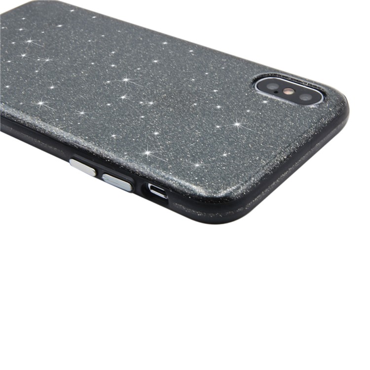 Glittery Powder Soft TPU Phone Case for iPhone X - Black-10