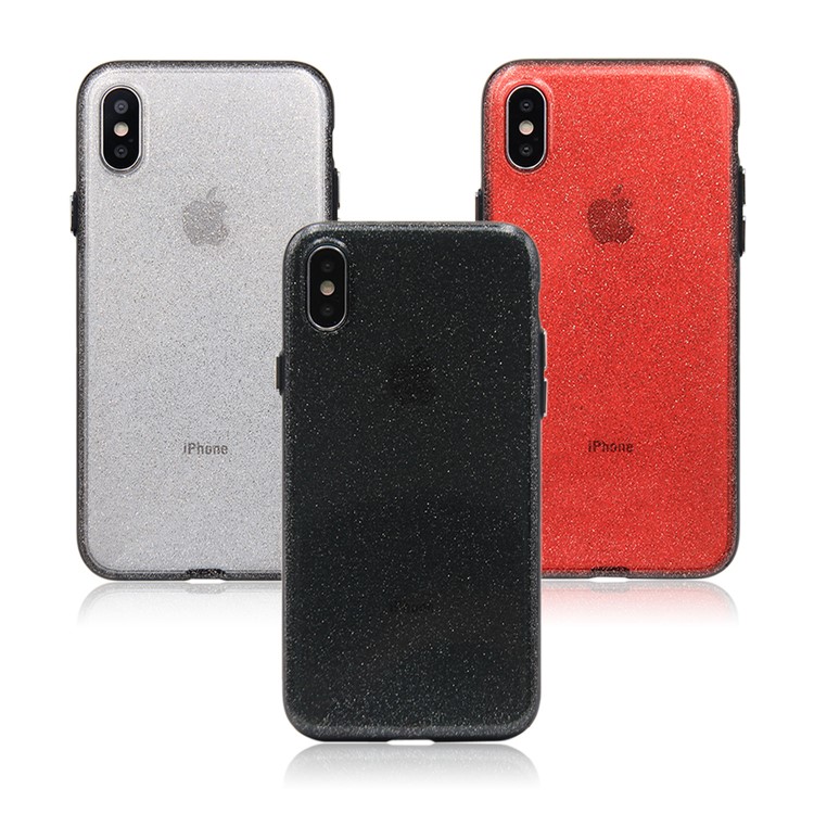 Glittery Powder Soft TPU Phone Case for iPhone X - Black-13