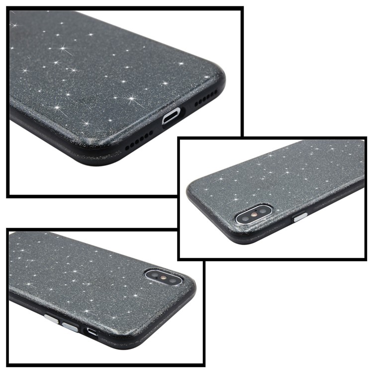 Glittery Powder Soft TPU Phone Case for iPhone X - Black-15