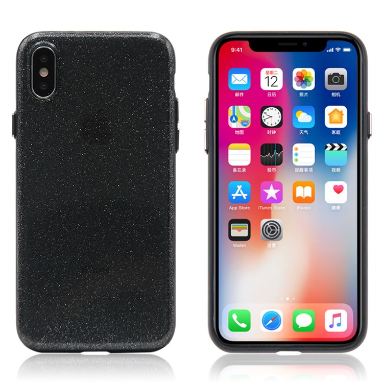 Glittery Powder Soft TPU Phone Case for iPhone X - Black-4