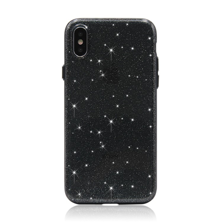 Glittery Powder Soft TPU Phone Case for iPhone X - Black-6