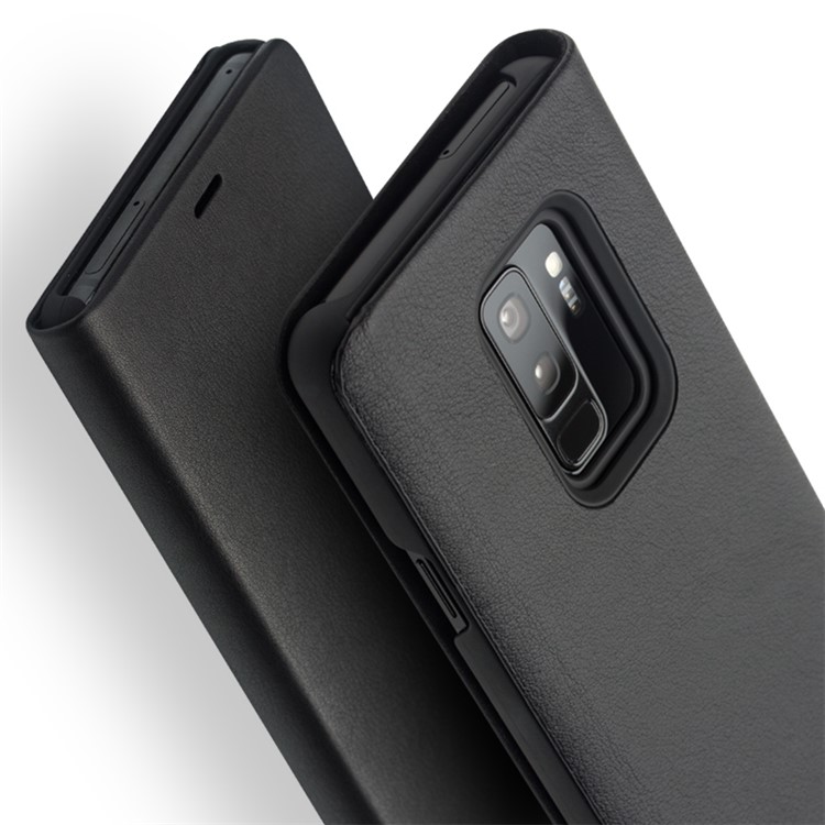 QIALINO Genuine Cowhide Leather Case with Stand for Samsung Galaxy S9 SM-G960 - Black-7