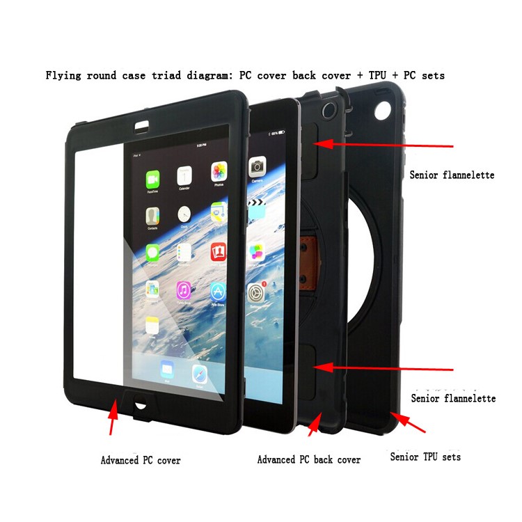 Rugged PC + TPU 3-layer Kickstand Case for iPad Pro 10.5-inch (2017) with Handstrap + Shoulder Strap-4