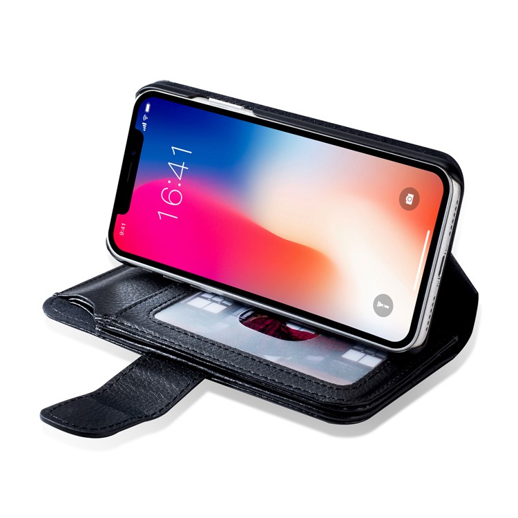 Multi Card Slots PU Leather Protection Mobile Phone Case with Stand for iPhone X - Black-10